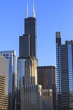 Skyscrapers including Willis Tower, formerly Sears Tower, Chicago, Illinois, United States of America, North America