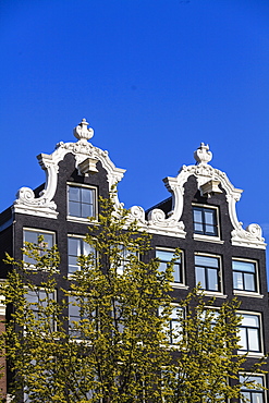 Ornate gabled houses, Amsterdam, Netherlands, Europe 