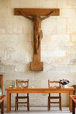 Refectory, Notre Dame du Bec Benedictine Abbey, Le Bec Hellouin, Eure, Normandy, France, Europe