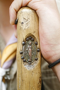 Medallion on a walking stick, Ars-sur-Formans, Ain, France, Europe