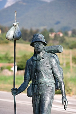 Statue of a pilgrim, Liebana, Cantabria, Spain, Europe