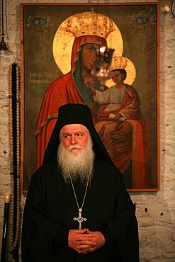 Senior monk at Koutloumoussiou monastery on Mount Athos, UNESCO World Heritage Site, Greece, Europe