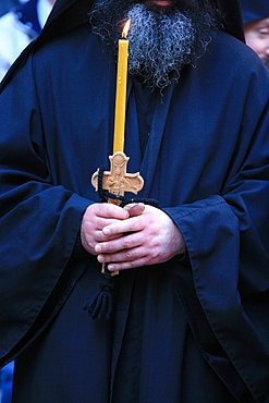 Monk at Koutloumoussiou monastery on Mount Athos, Mount Athos, Greece, Europe