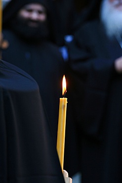 Monk at Koutloumoussiou monastery on Mount Athos, Greece, Europe