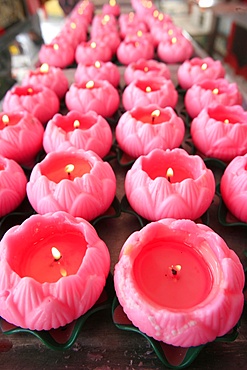 Lotus-shaped candles, Thean Hou Chinese temple, Kuala Lumpur, Malaysia, Southeast Asia
