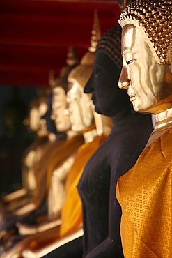 Golden Buddhas at Wat Po, Bangkok, Thailand, Southeast Asia