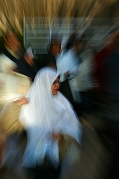 Muslim women in the Lyon Great Mosque, Lyon, Rhone, France, Europe