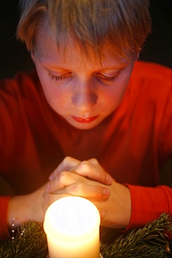 Advent prayer, St. Gervais, Haute Savoie, France, Europe