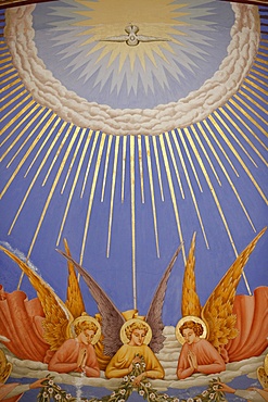 Detail of angels in a fresco in the Visitation Church in Ein Kerem, Israel, Middle East