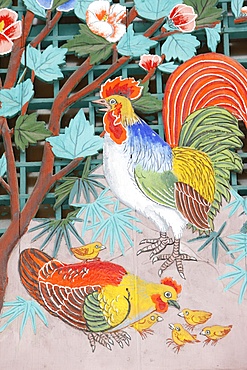 Rooster, hen and chicks, Seoul, South Korea, Asia