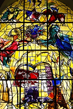 Stained glass window in the Synagogue of the Hadassah hospital showing the Tribes of Israel, the Levi, Ein Karem, Israel, Middle East