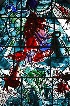 Stained glass window in the Synagogue of the Hadassah hospital showing the Tribes of Israel, the Gad, Ein Karem, Israel, Middle East