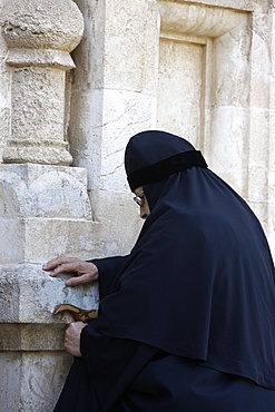 Nun in Mary Magdalene Russian Orthodox church on Mount of Olives, Jerusalem, Israel, Middle East