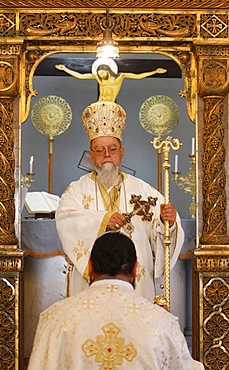 Sunday Mass celebrated by Bishop Elias Chacour, Haifa Melkite Cathedral, Haifa, Israel, Middle East