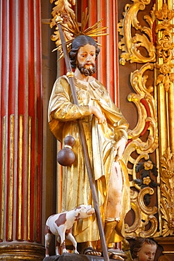 Statue of St. Roch in Saint-Nicolas de Veroce church, Haute Savoie, France, Europe