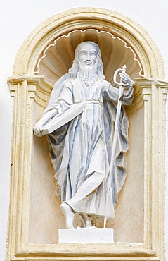 Statue of St. Paul in Saint-Nicolas de Veroce church, Haute Savoie, France, Europe