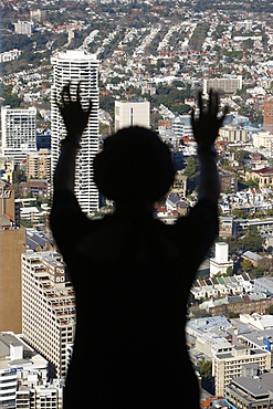 Figure and urban landscape, Sydney, New South Wales, Australia, Pacific