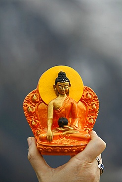 Small statue of the Buddha, Saint-Gervais, Haute Savoie, France, Europe