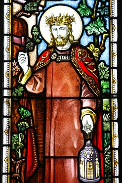 Jesus the King and Light of the World, 19th century stained glass in St. John's Anglican church, Sydney, New South Wales, Australia, Pacific