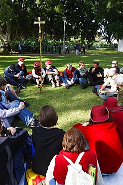 Outside Mass in Hyde Park during  World Youth Day, Sydney, New South Wales, Australia, Pacific