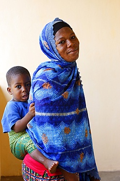 Muslim mother and son, Lome, Togo, West Africa, Africa