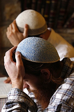 Jews studying Kabbala in a Yeshiva, Safed, Galilee, Israel, Middle East