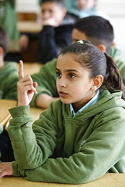 Palestinian schoolgirl in St. Joseph's seminary (secondary school), Nazareth, Galilee, Israel, Middle East