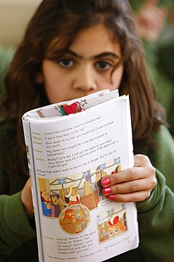 Palestinian schoolgirl in St. Joseph's seminary (secondary school), Nazareth, Galilee, Israel, Middle East