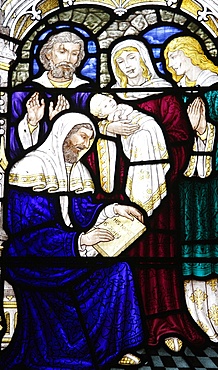 Stained glass of Jesus at the synagogue, in St. George Anglican cathedral, Jerusalem, Israel, Middle East