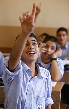 Palestinian students at Beit Jala Catholic Seminary, Beit Jala, Palestinian Authority, Middle East