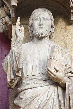 Christ sculpture known as Beau Dieu d'Amiens, Amiens Cathedral, UNESCO World Heritage Site, Somme, France, Europe