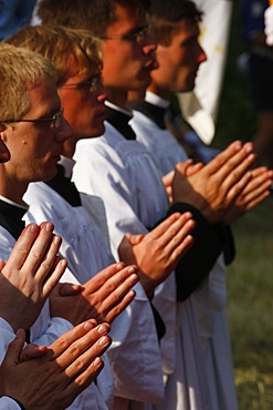 Seminarians at a traditionalist Catholic pilgrimage, Villepreux, Yvelines, France, Europe