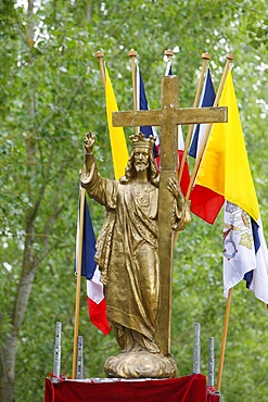 Statue of Christ at a traditionalist Catholic pilgrimage, Villepreux, Yvelines, France, Europe