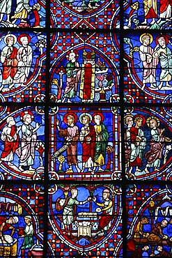 Stained glass, Notre-Dame de Chartres Cathedral, UNESCO World Heritage Site, Chartres, Eure-et-Loir, France, Europe