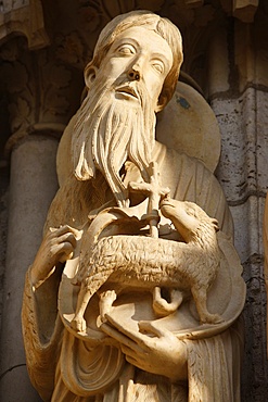 North gate sculpture of St. John the Baptist, Notre-Dame de Chartres Cathedral, UNESCO World Heritage Site, Chartres, Eure-et-Loir, France, Europe