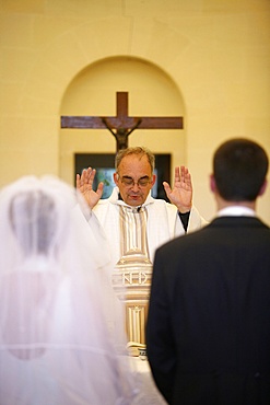 Catholic wedding, Montcalm, Gard, France, Europe