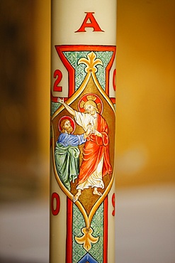 Jesus and St. Peter on Easter candle, Arles, Bouches du Rhone, France, Europe