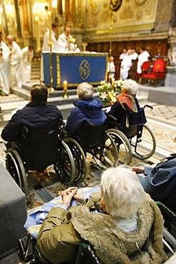 Sick persons' Mass in Fourviere Basilica, Lyon, Rhone, France, Europe