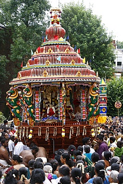 Chariot in festival procession, London, England, United Kingdom, Europe