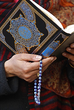 Woman reading Koran, Jordan, Middle East