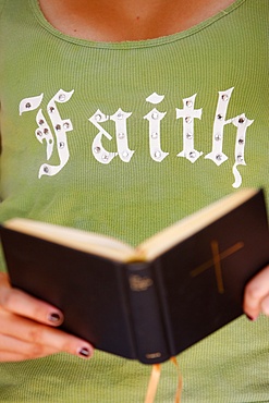 Young Christian reading the Bible, Saint-Gervais, Haute Savoie, France, Europe