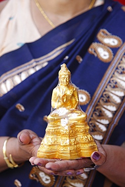 Wrapped Buddha statue, Paris, France, Europe