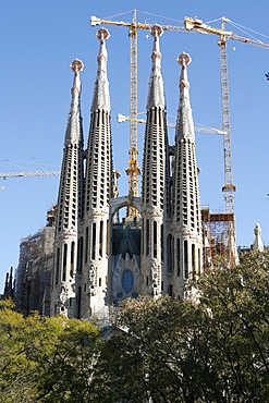 Sagrada Familia towers and spires, UNESCO World Heritage Site, Barcelona, Catalonia, Spain, Europe