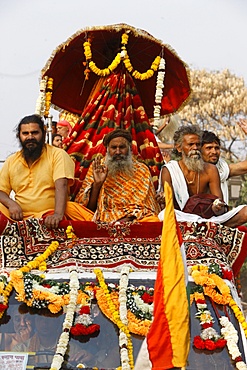 Sadhu procession during Haridwar Kumbh Mela, Haridwar, Uttarakhand, India, Asia