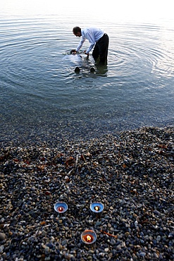 Baptism in Lake Leman, Geneva, Switzerland, Europe