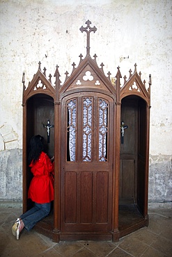 Confession booth, La Ferte-Loupiere, Yonne, Burgundy, France, Europe