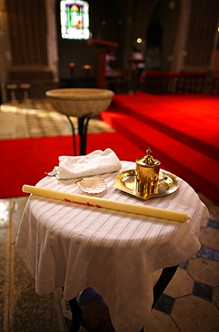 Baptism in a Catholic church, France, Europe