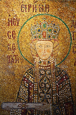 Mosaic of Empress Irene holding a scroll, Hagia Sophia, Istanbul, Turkey, Europe