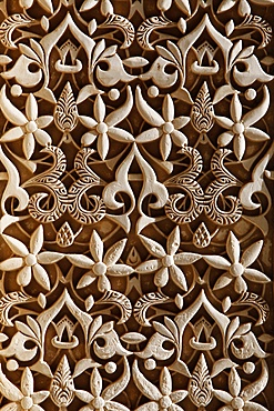 Detail, Nasride Palace sculptures, Alhambra, UNESCO World Heritage Site, Granada, Andalucia, Spain, Europe