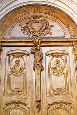 St. Vincent's cathedral door, Chalon-sur-Saone, Saone-et-Loire, Burgundy, France, Europe